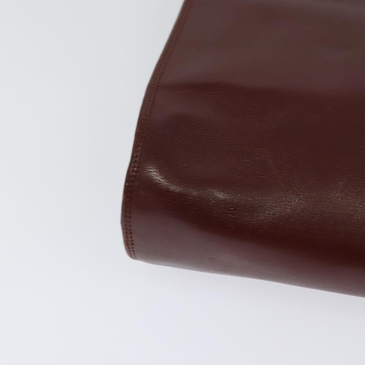 CARTIER Must Line Gamaguchi Shoulder Bag Leather Bordeaux Gold Auth bs25315