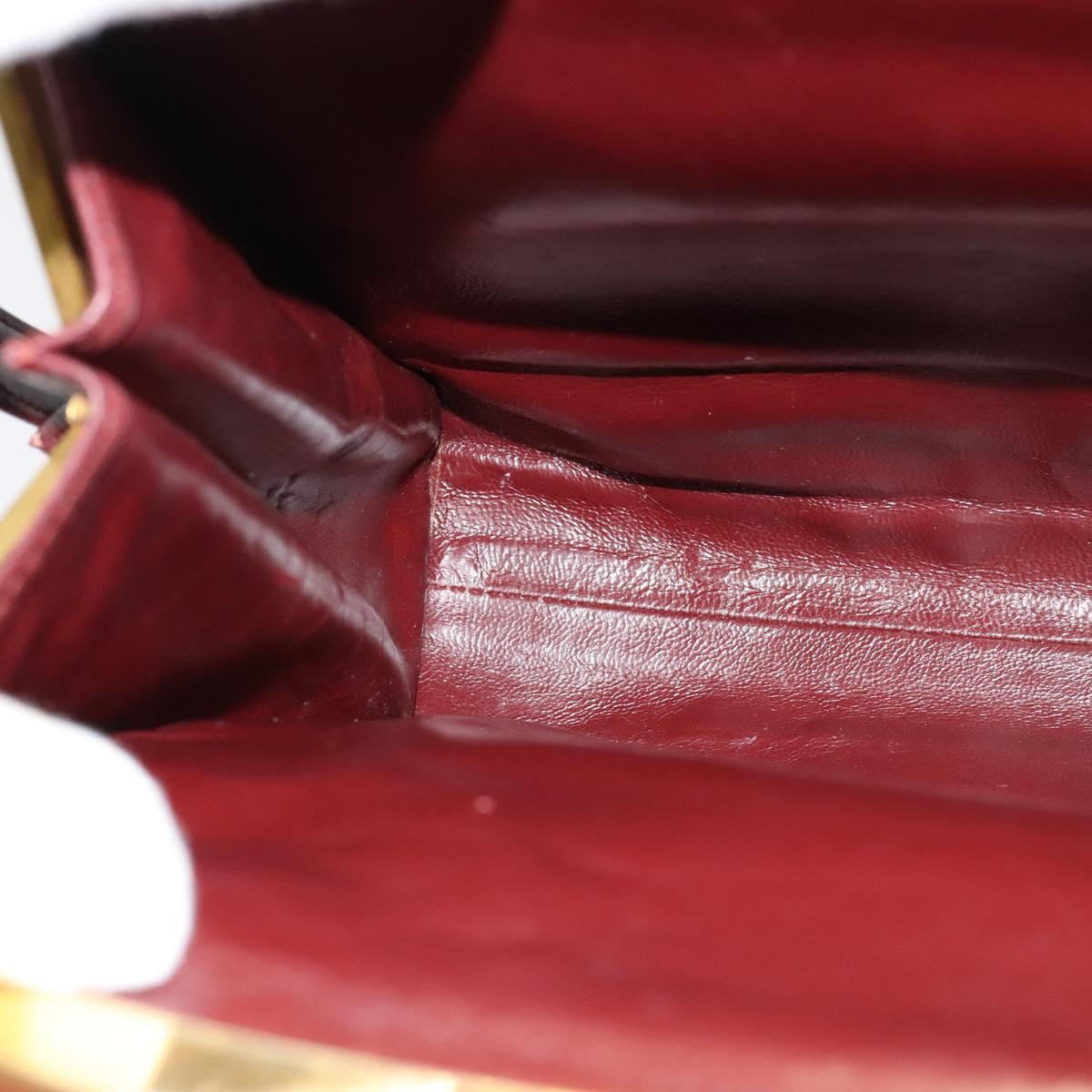 CARTIER Must Line Gamaguchi Shoulder Bag Leather Bordeaux Gold Auth bs25315