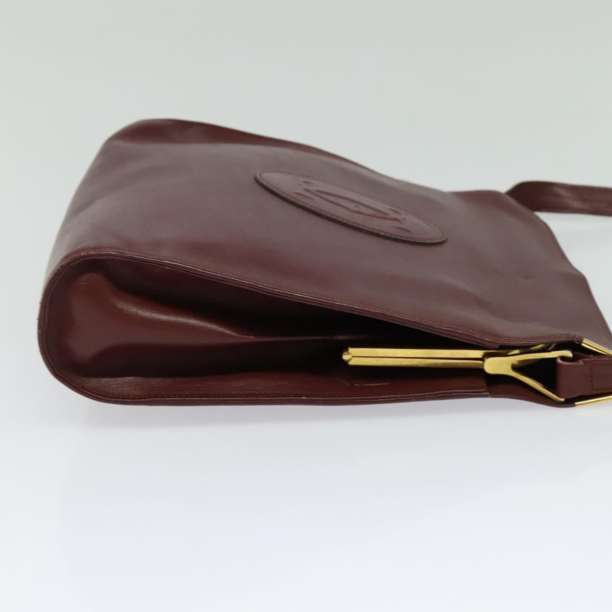 CARTIER Must Line Gamaguchi Shoulder Bag Leather Bordeaux Gold Auth bs25315