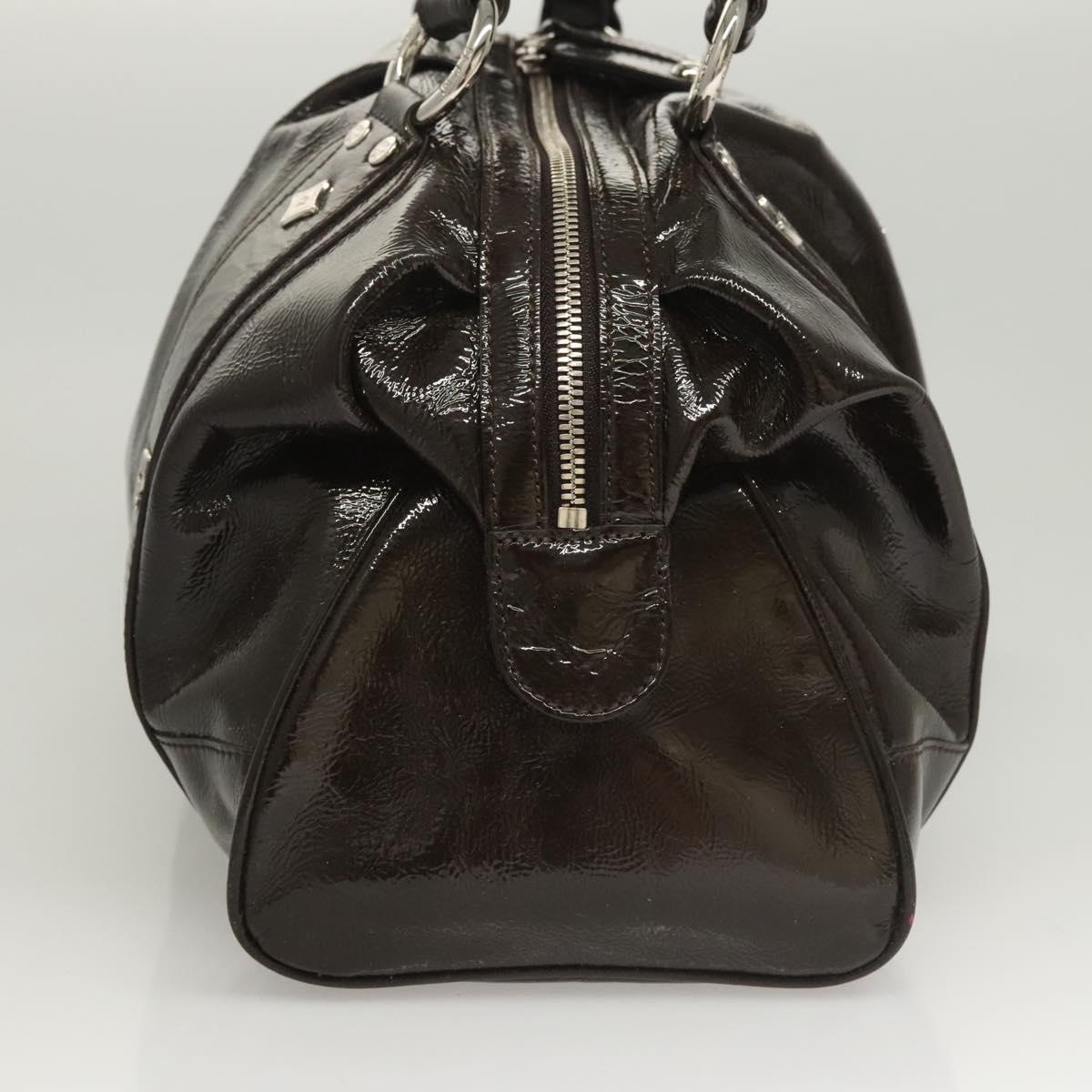 MCM Shoulder Bag Enamel Brown Silver Auth bs25319