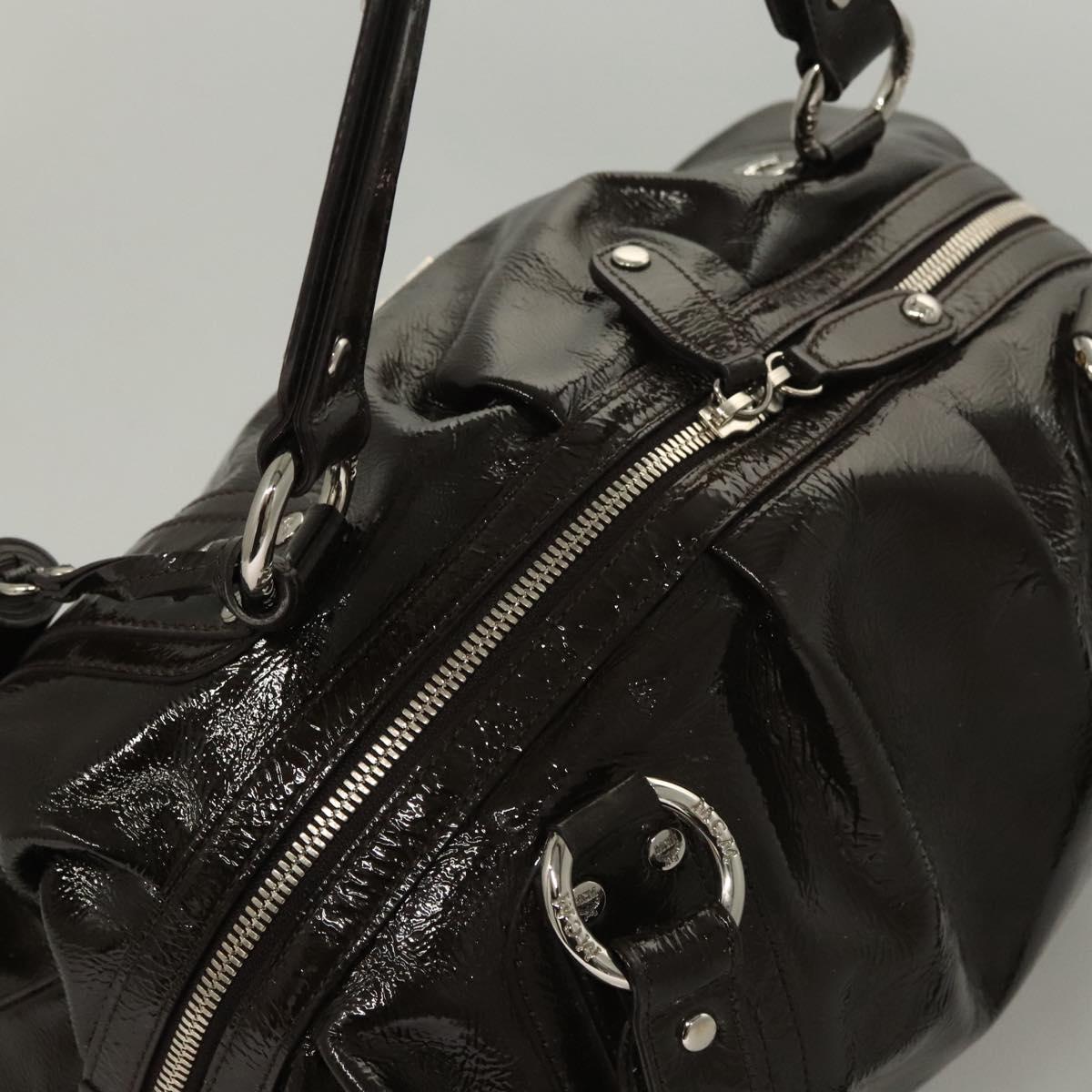 MCM Shoulder Bag Enamel Brown Silver Auth bs25319