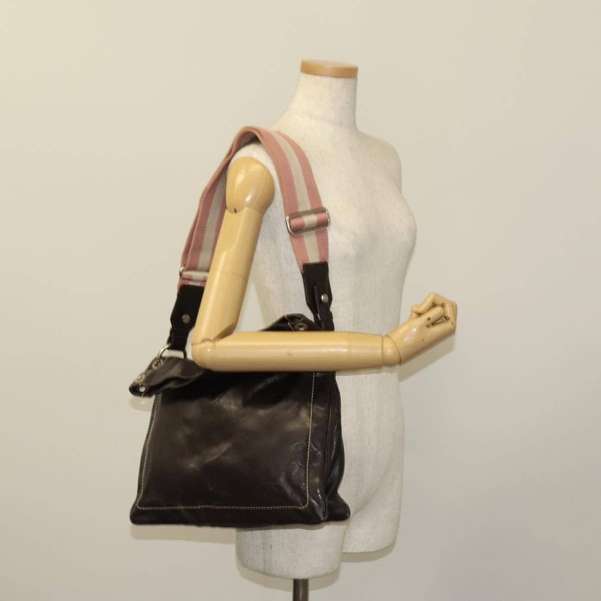 BALLY Shoulder Bag Leather Brown Auth bs25320