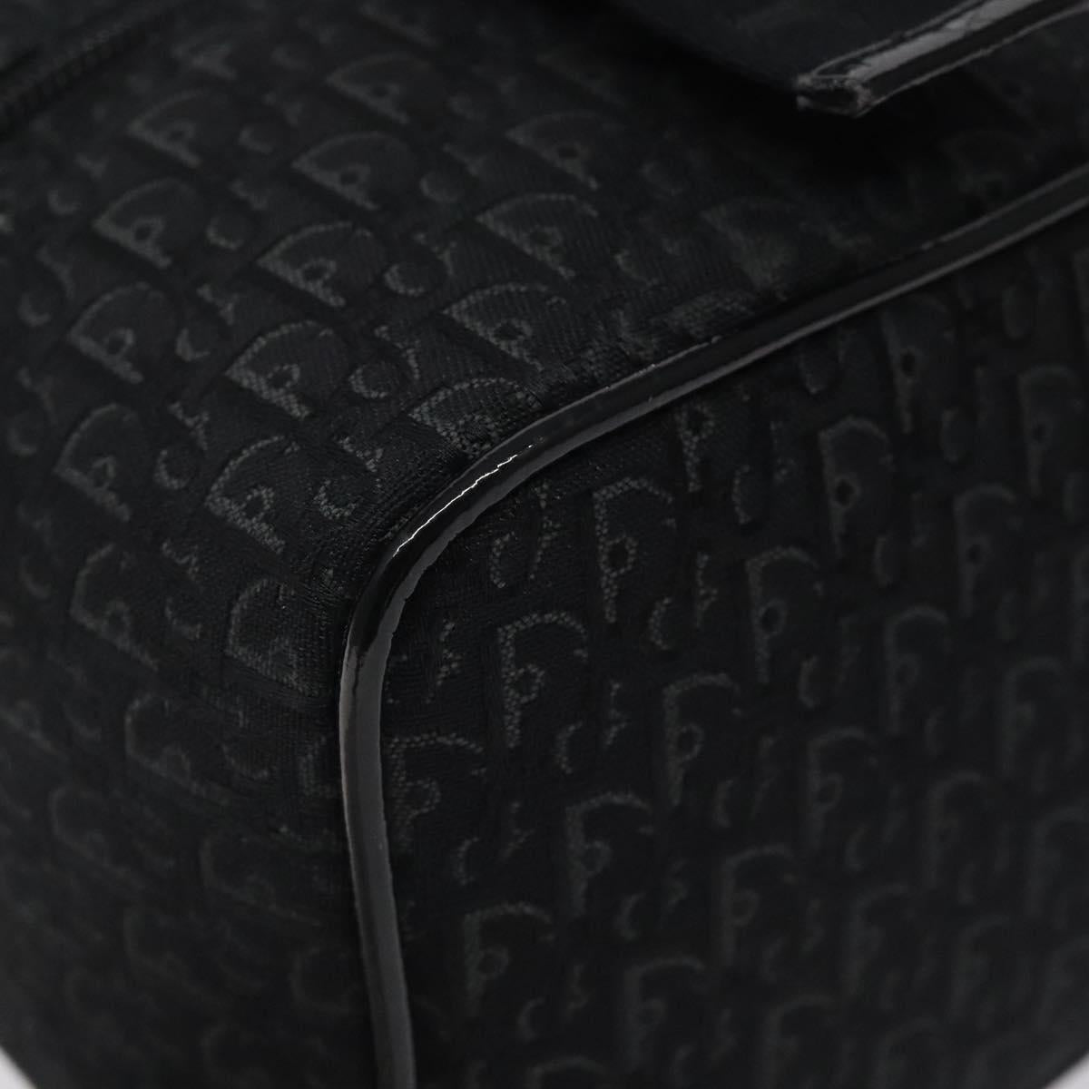 Christian Dior Trotter Canvas Vanity Pouch Black Silver Auth bs25322