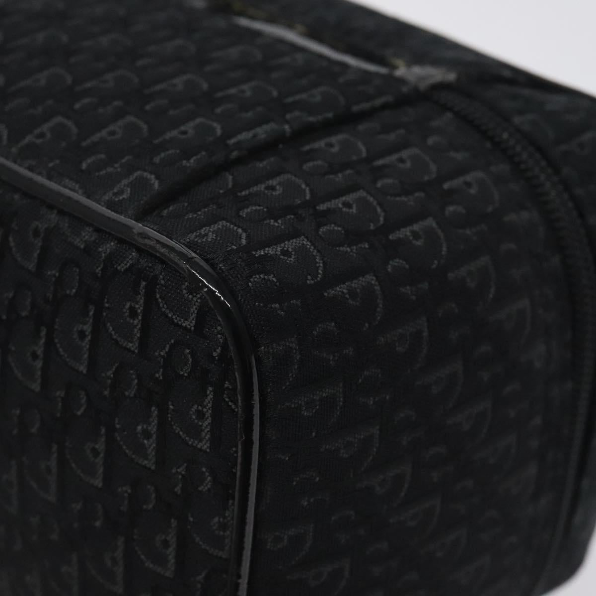 Christian Dior Trotter Canvas Vanity Pouch Black Silver Auth bs25322