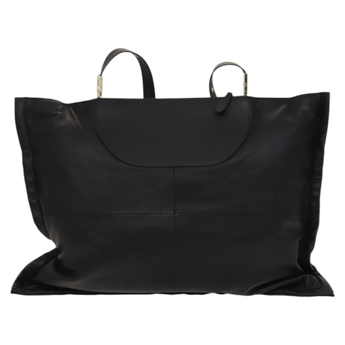 BURBERRY Shoulder Bag Leather Black Gold Auth bs25324