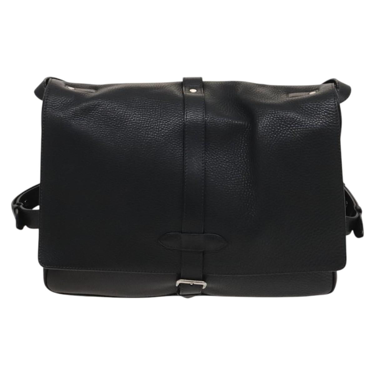 LOUIS VUITTON Naxos Stelios Shoulder Bag Leather Black M94205 LV Auth bs25333