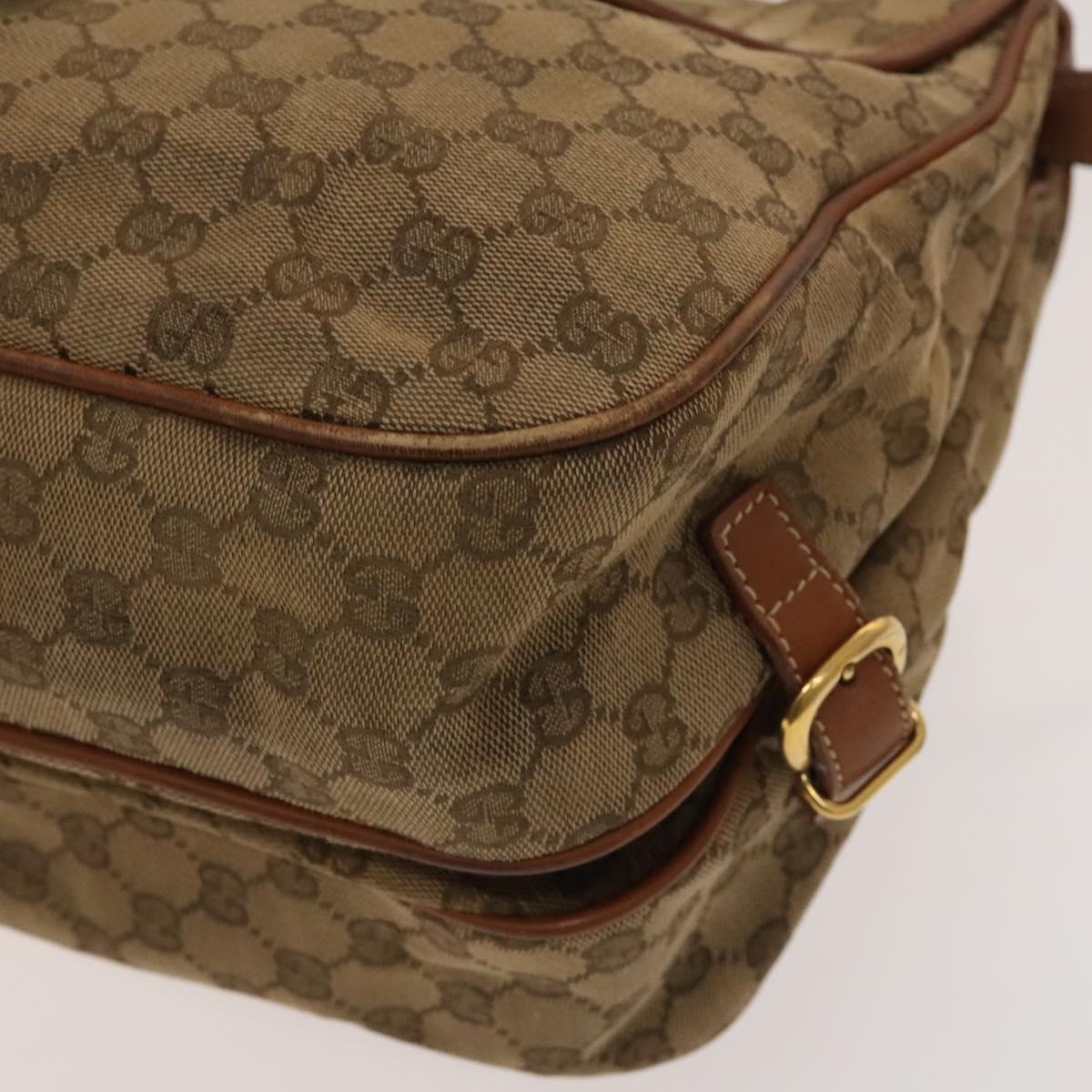GUCCI GG Canvas Shoulder Bag Beige Gold Auth bs25338