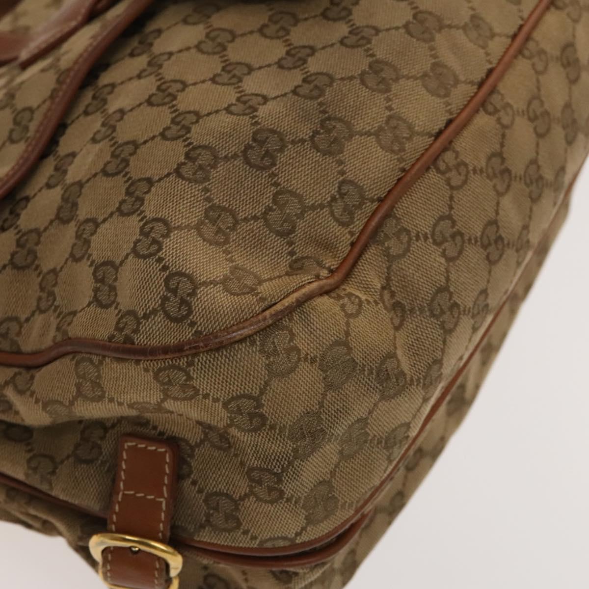 GUCCI GG Canvas Shoulder Bag Beige Gold Auth bs25338