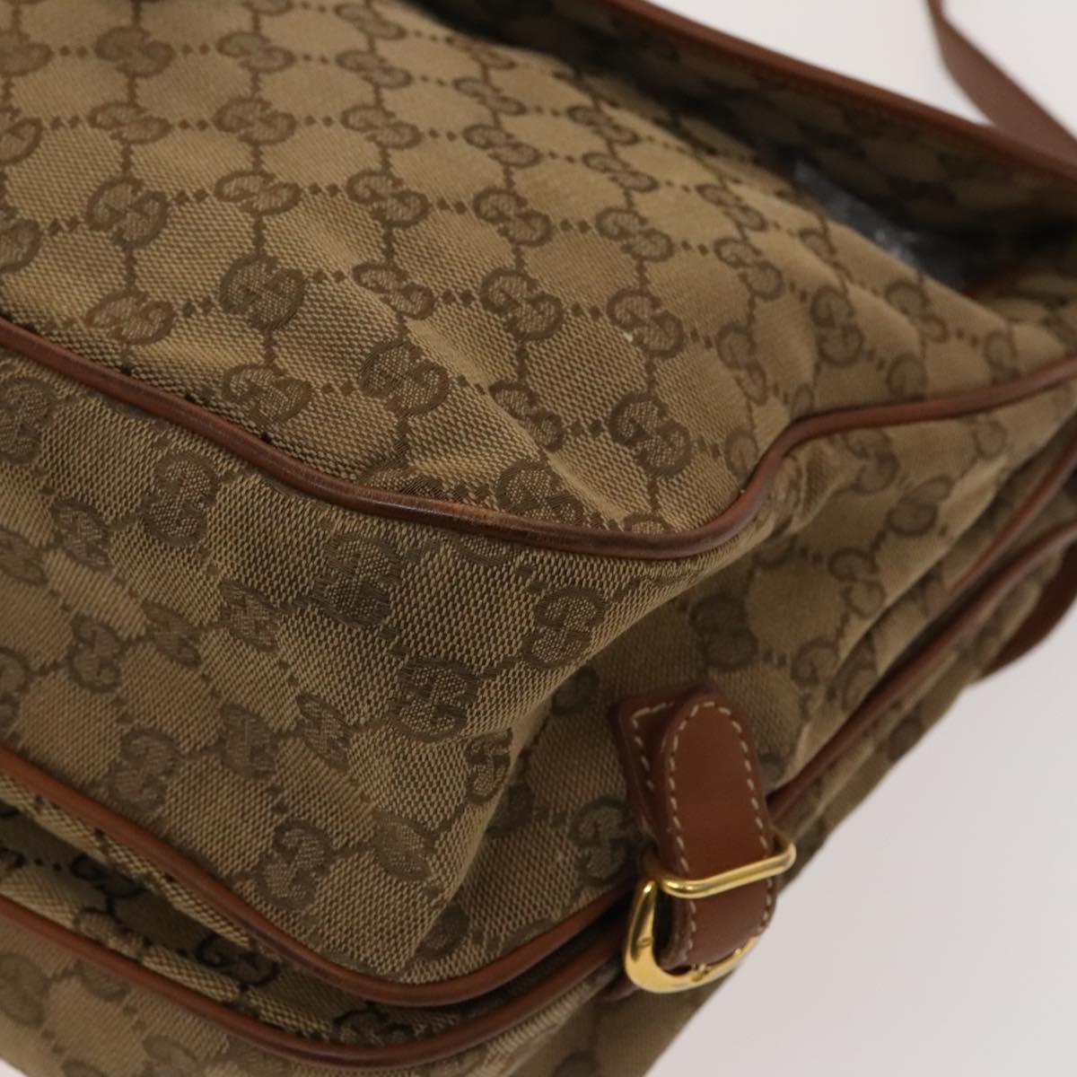 GUCCI GG Canvas Shoulder Bag Beige Gold Auth bs25338
