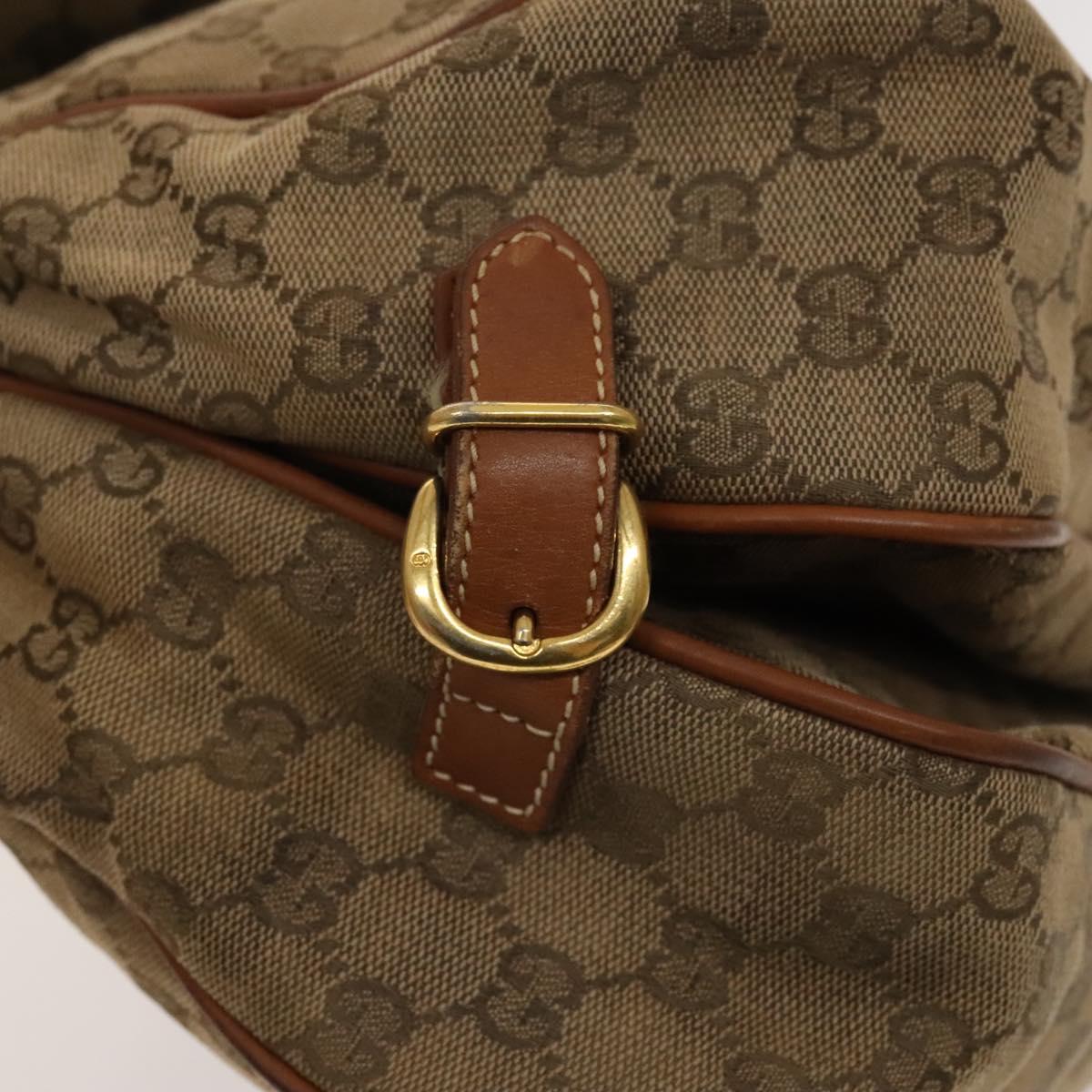 GUCCI GG Canvas Shoulder Bag Beige Gold Auth bs25338
