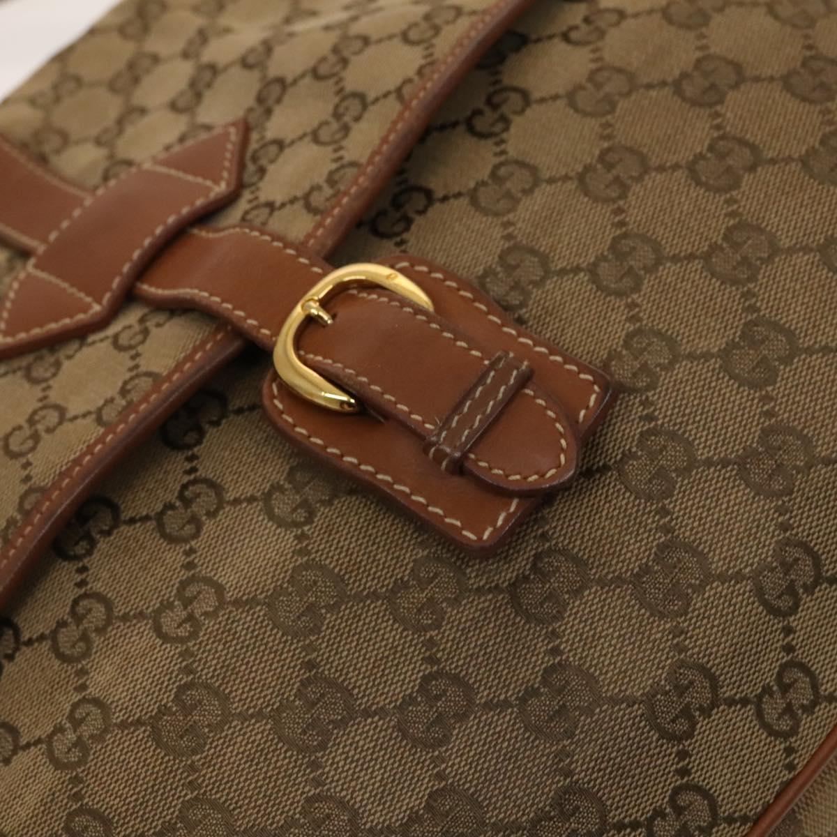 GUCCI GG Canvas Shoulder Bag Beige Gold Auth bs25338