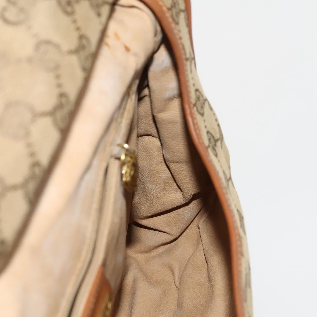 GUCCI GG Canvas Shoulder Bag Beige Gold Auth bs25338
