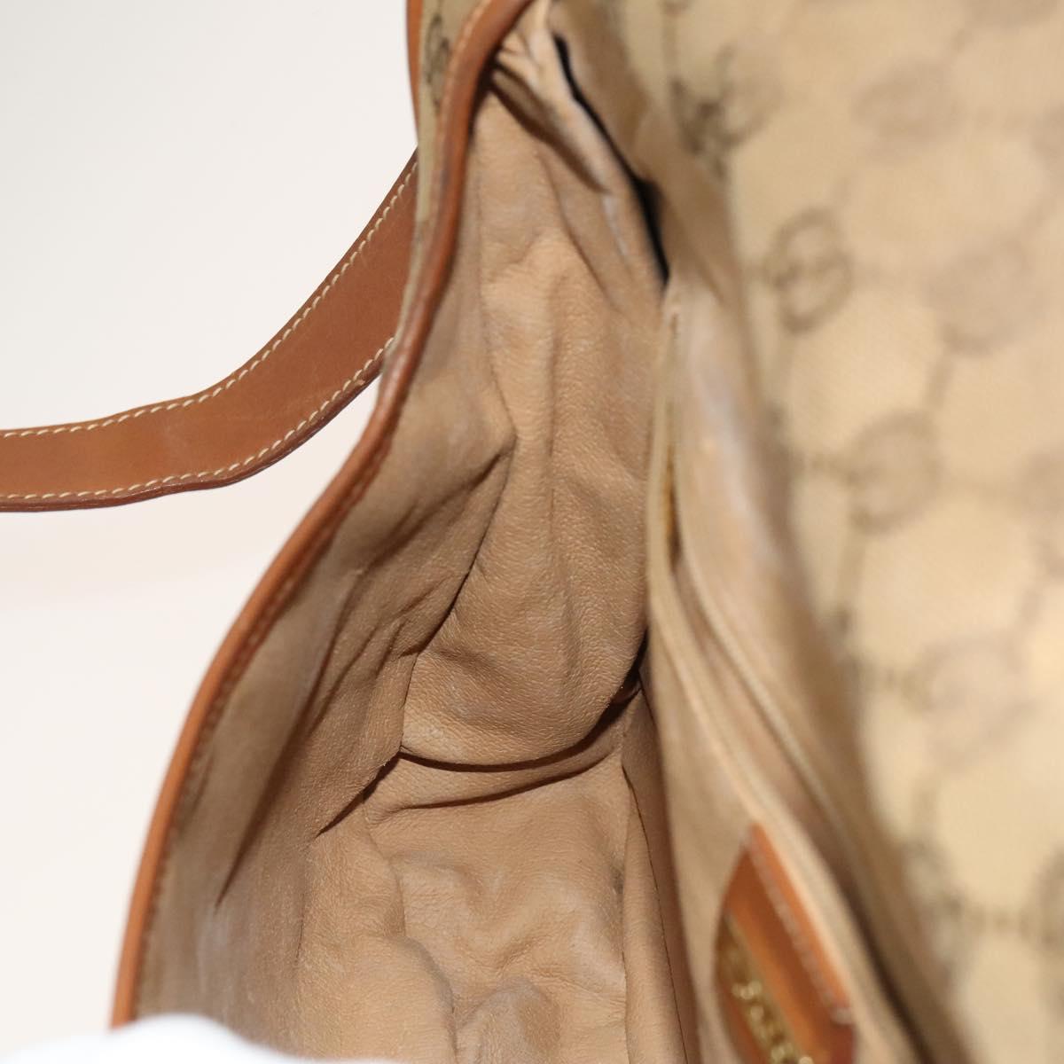 GUCCI GG Canvas Shoulder Bag Beige Gold Auth bs25338