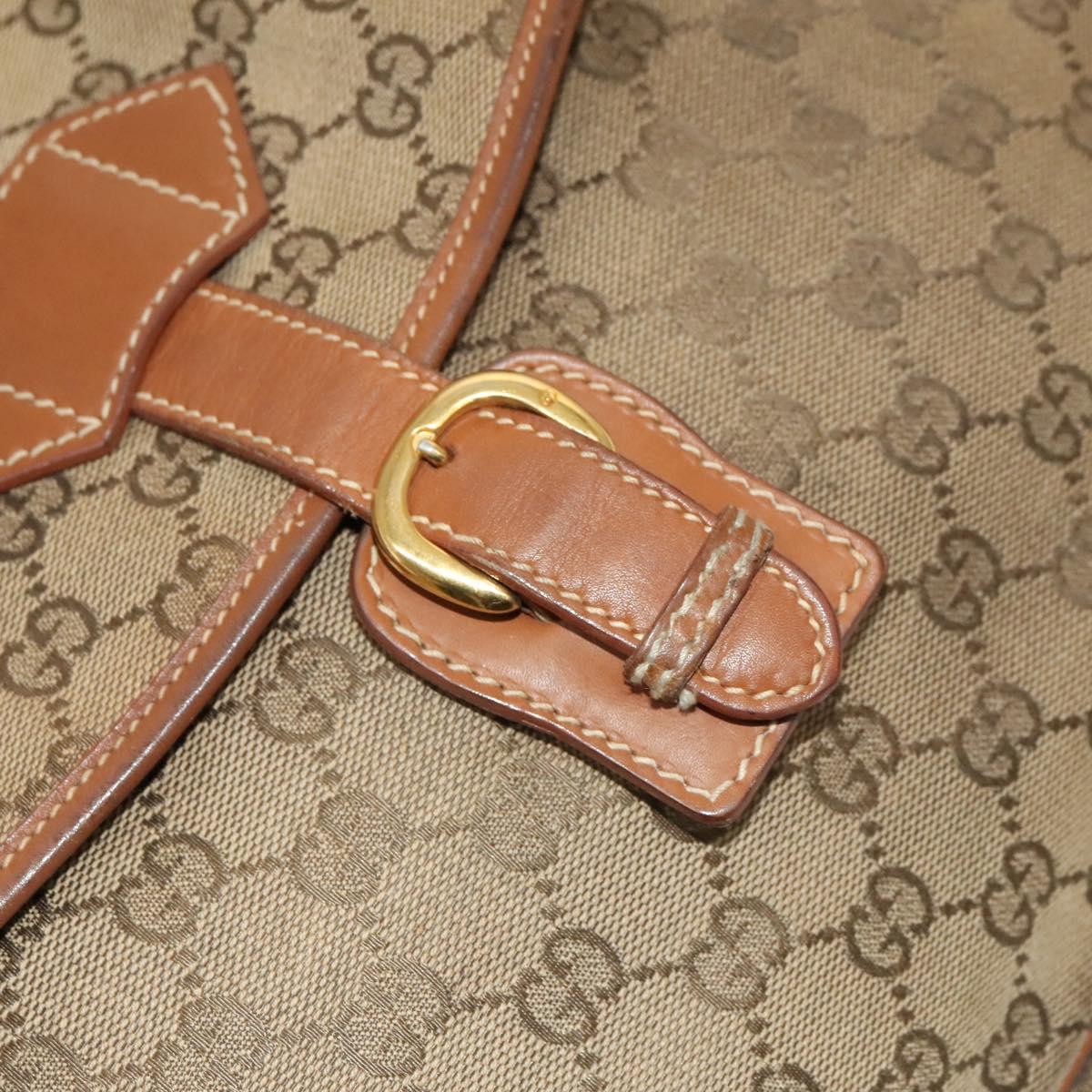 GUCCI GG Canvas Shoulder Bag Beige Gold Auth bs25338