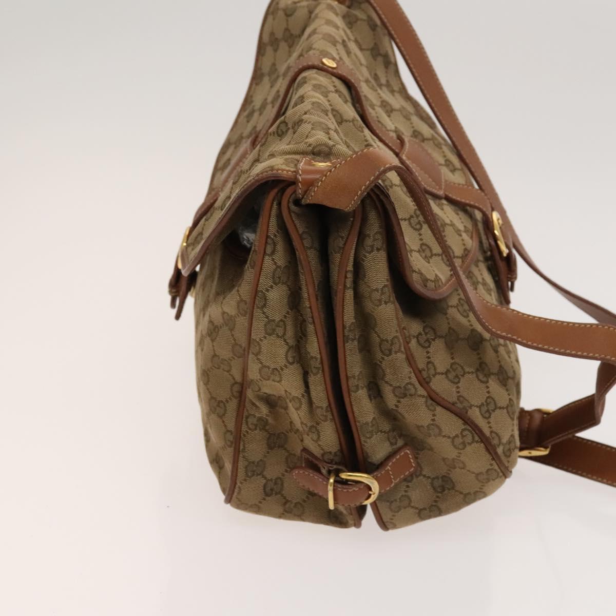 GUCCI GG Canvas Shoulder Bag Beige Gold Auth bs25338