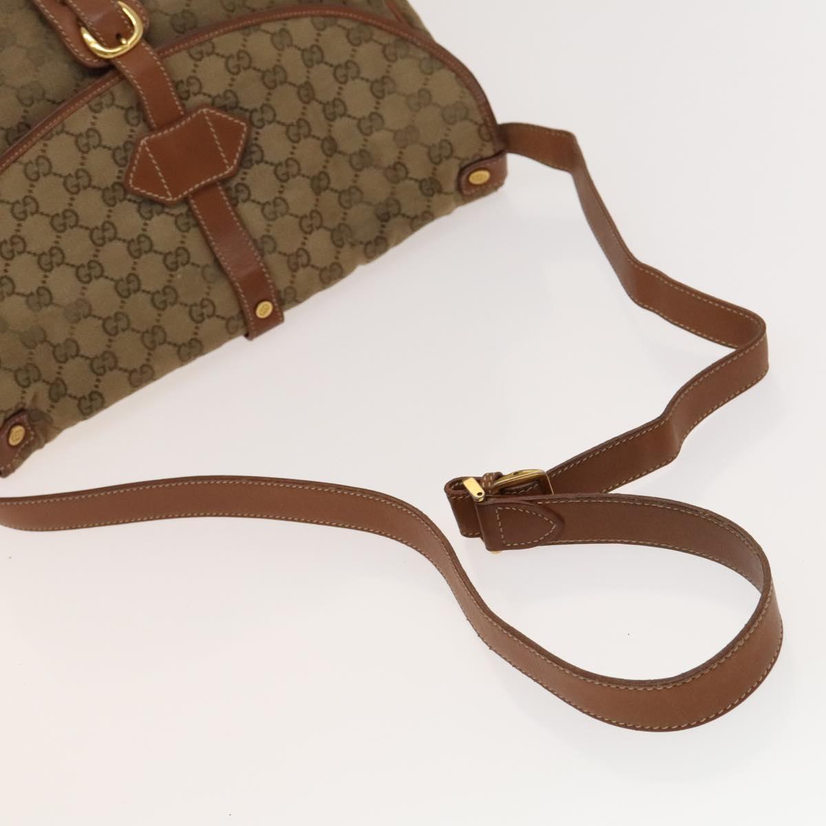 GUCCI GG Canvas Shoulder Bag Beige Gold Auth bs25338