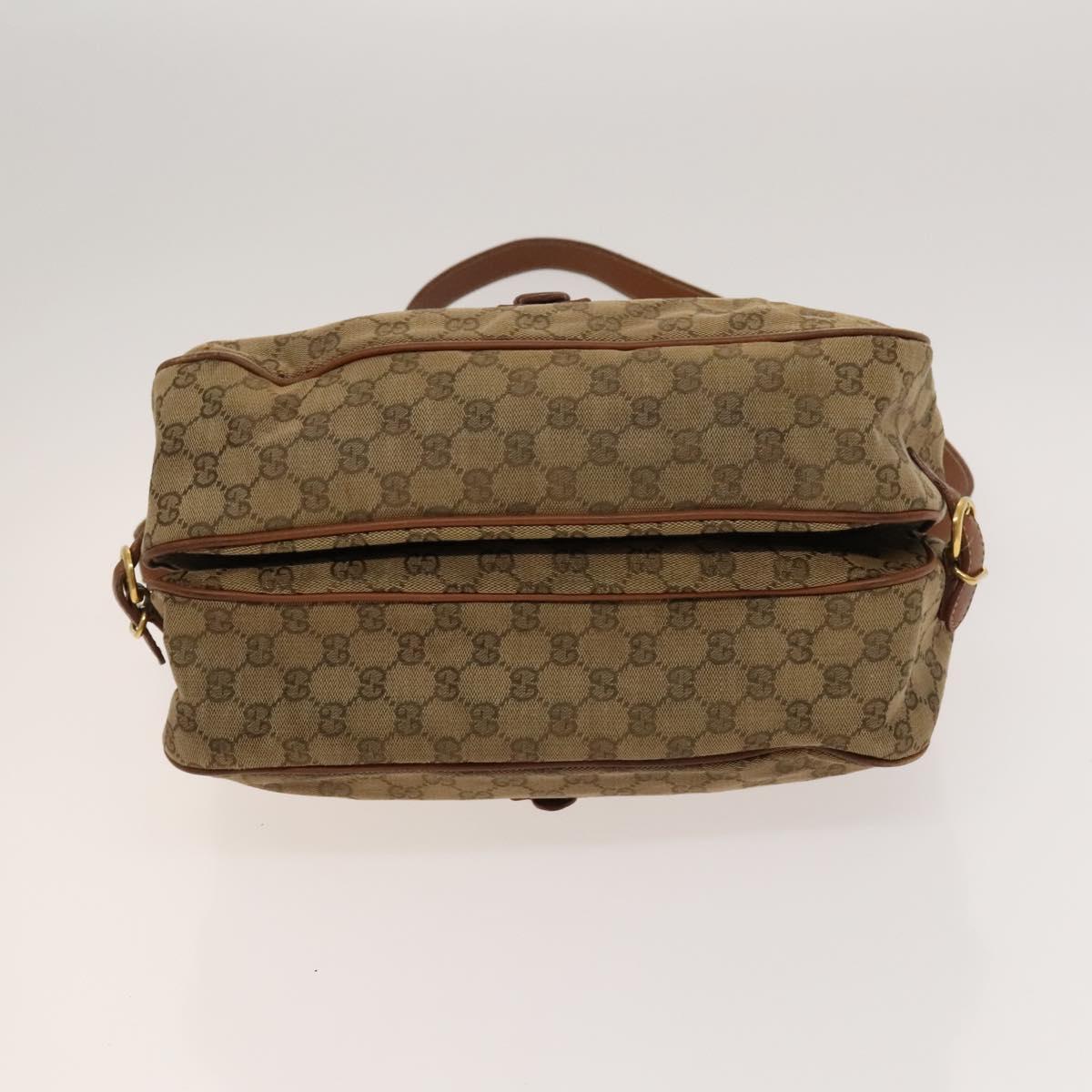 GUCCI GG Canvas Shoulder Bag Beige Gold Auth bs25338