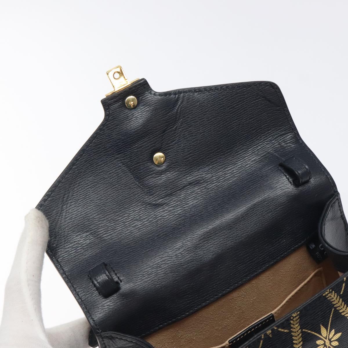 GUCCI Silvi Sherry Line Hand Bag Leather 2way Navy Gold Red 470270 Auth bs25339