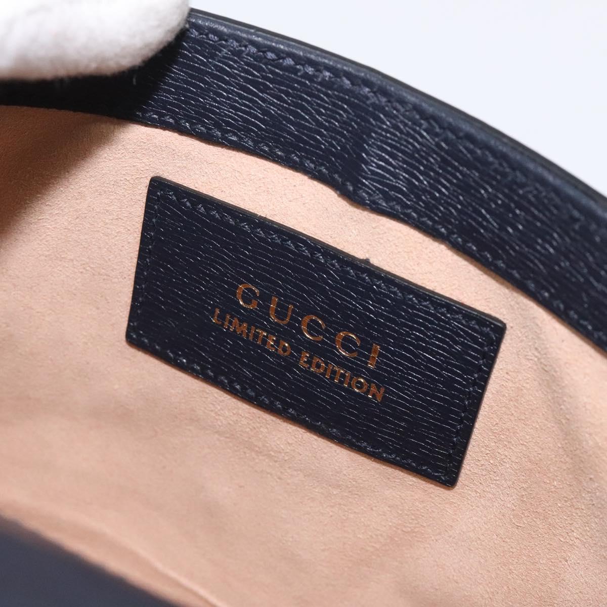 GUCCI Silvi Sherry Line Hand Bag Leather 2way Navy Gold Red 470270 Auth bs25339