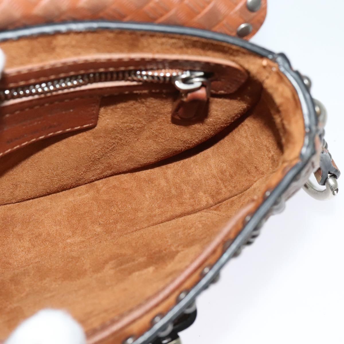 Christian Dior D FENCE Shoulder Bag Leather Brown Auth bs25342