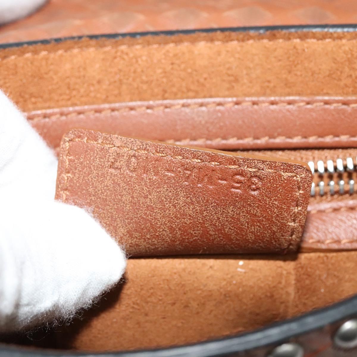 Christian Dior D FENCE Shoulder Bag Leather Brown Auth bs25342