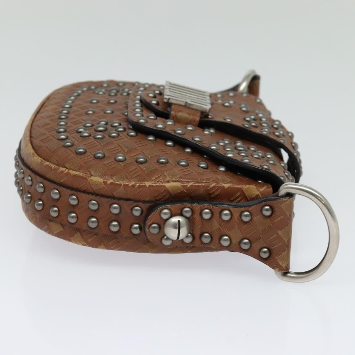 Christian Dior D FENCE Shoulder Bag Leather Brown Auth bs25342