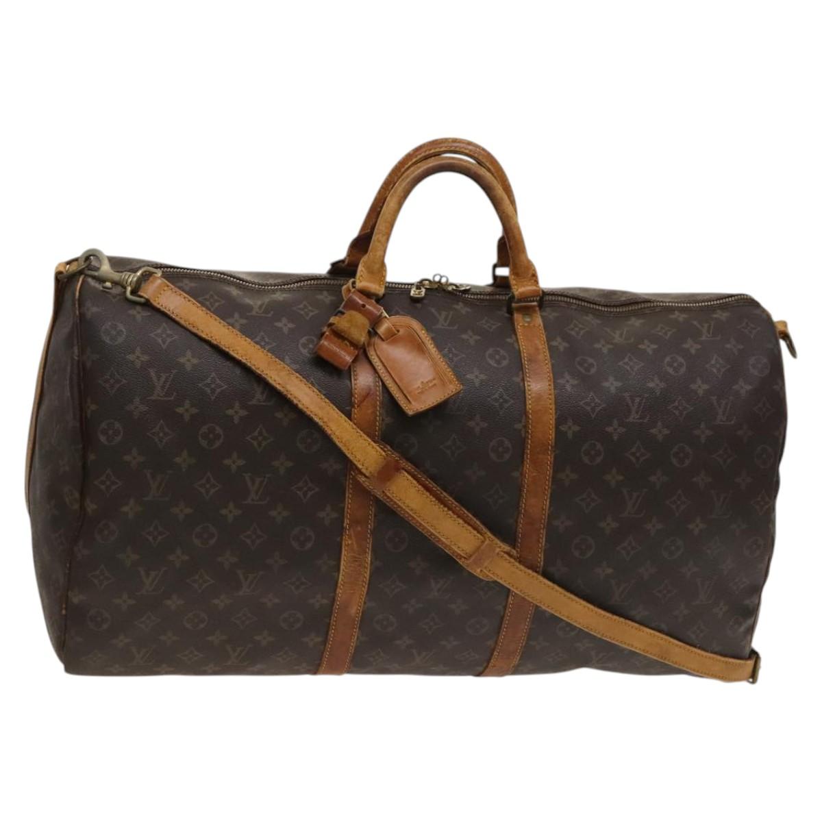 LOUIS VUITTON Monogram Keepall Bandouliere 60 Boston Bag M41412 LV Auth bs25364