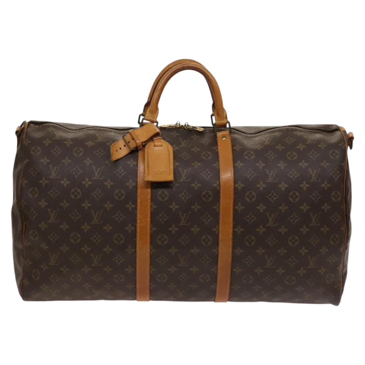 LOUIS VUITTON Monogram Keepall Bandouliere 60 Boston Bag M41412 LV Auth bs25365