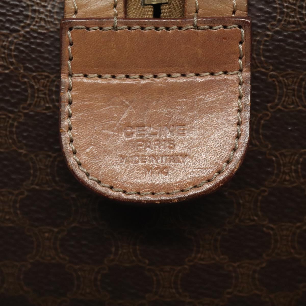 CELINE Macadam Canvas Hand Bag PVC Leather Brown Gold Auth bs25372