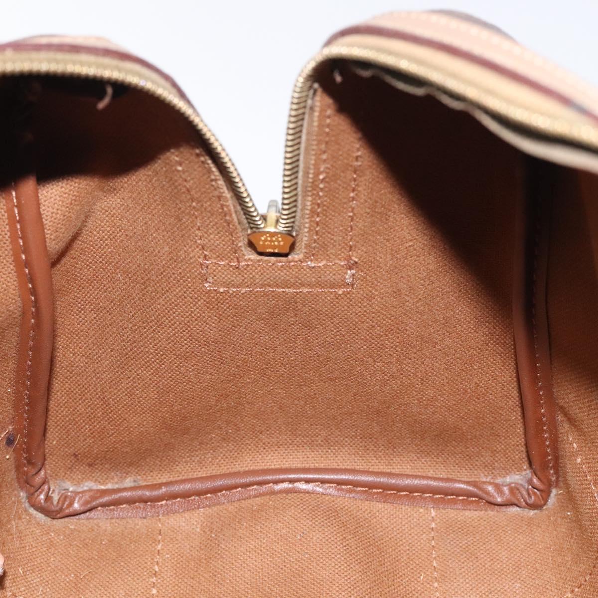 CELINE Macadam Canvas Hand Bag PVC Leather Brown Gold Auth bs25372