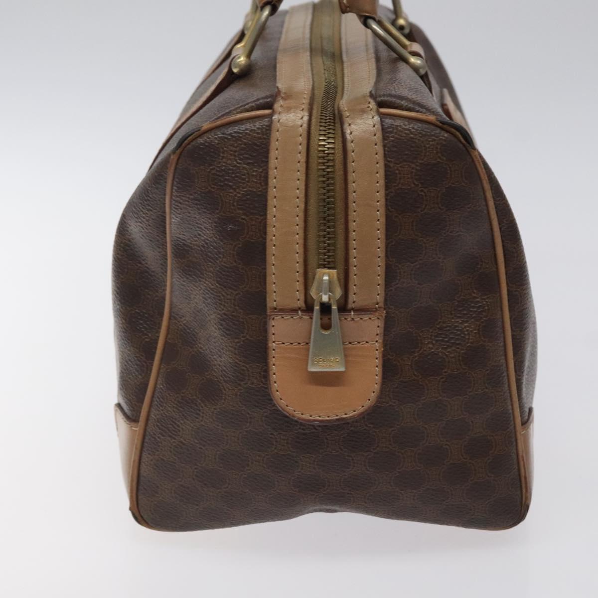 CELINE Macadam Canvas Hand Bag PVC Leather Brown Gold Auth bs25372