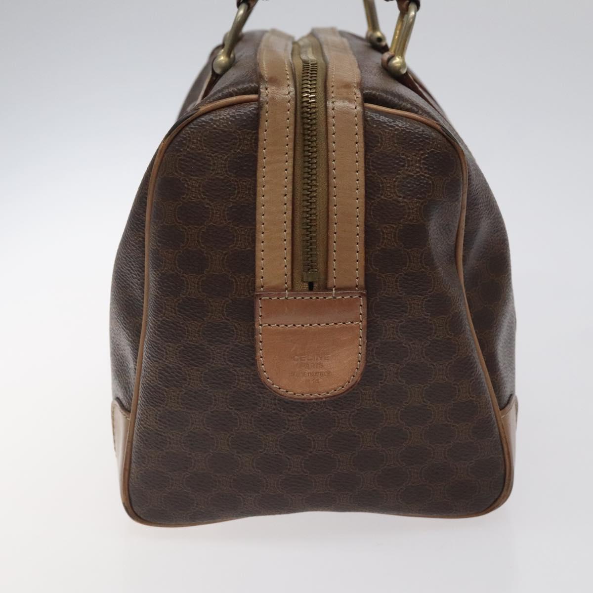 CELINE Macadam Canvas Hand Bag PVC Leather Brown Gold Auth bs25372