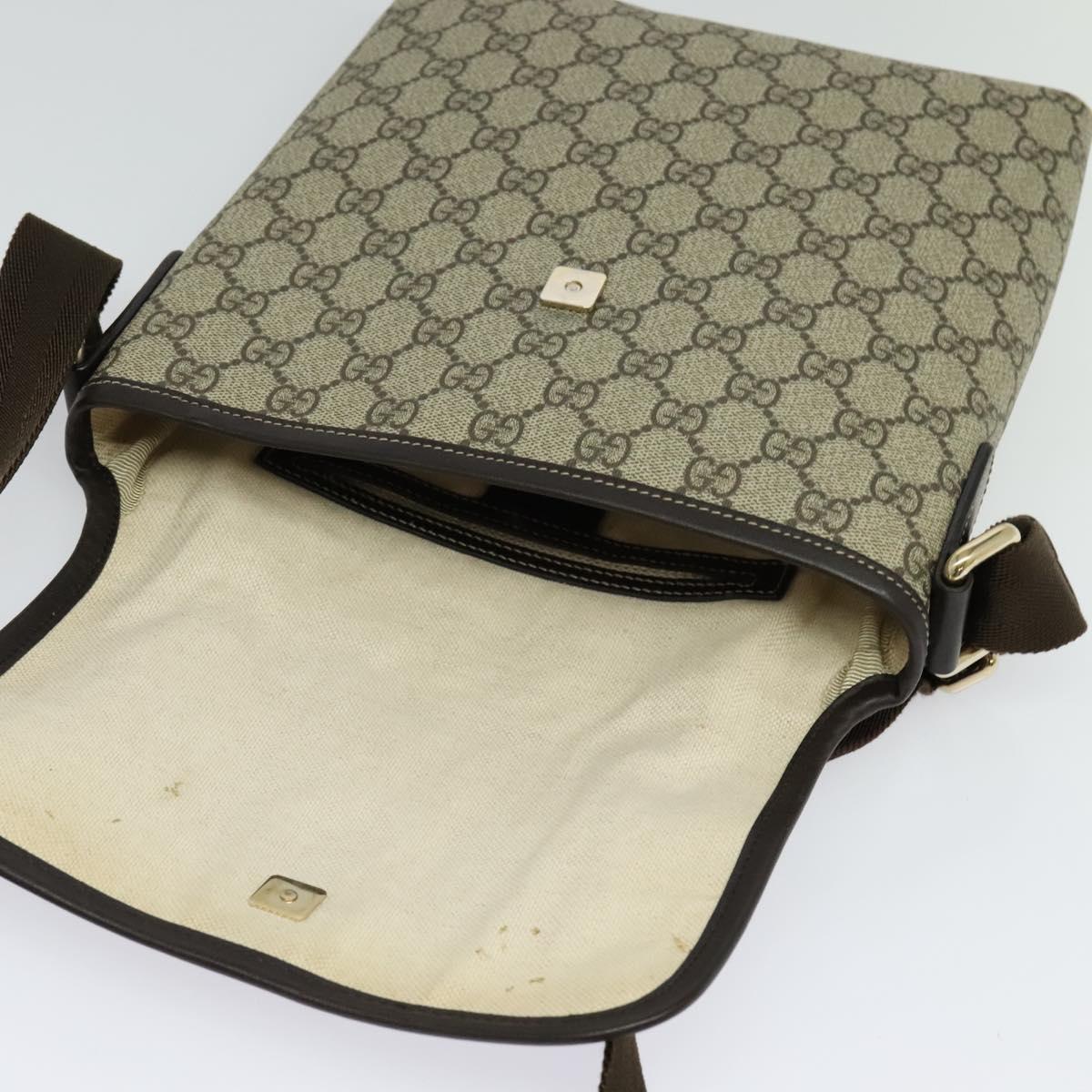 GUCCI GG Supreme Shoulder Bag PVC Beige Gold 223666 Auth bs25373