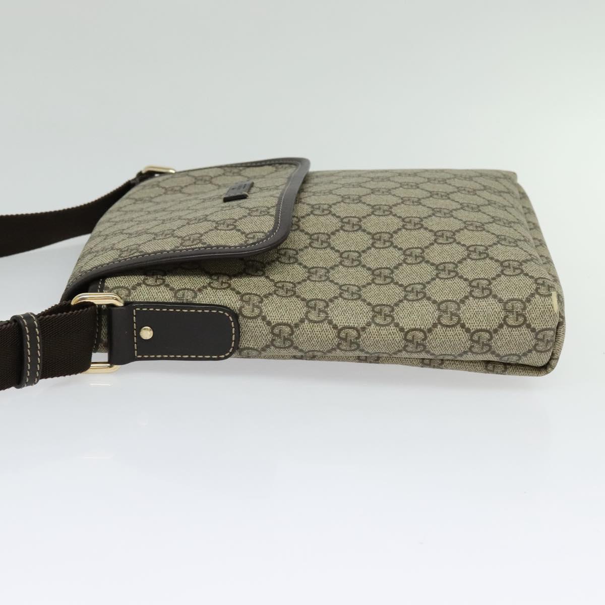 GUCCI GG Supreme Shoulder Bag PVC Beige Gold 223666 Auth bs25373