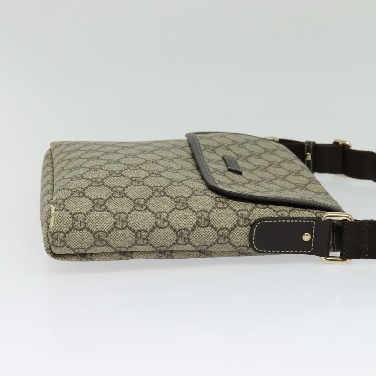 GUCCI GG Supreme Shoulder Bag PVC Beige Gold 223666 Auth bs25373