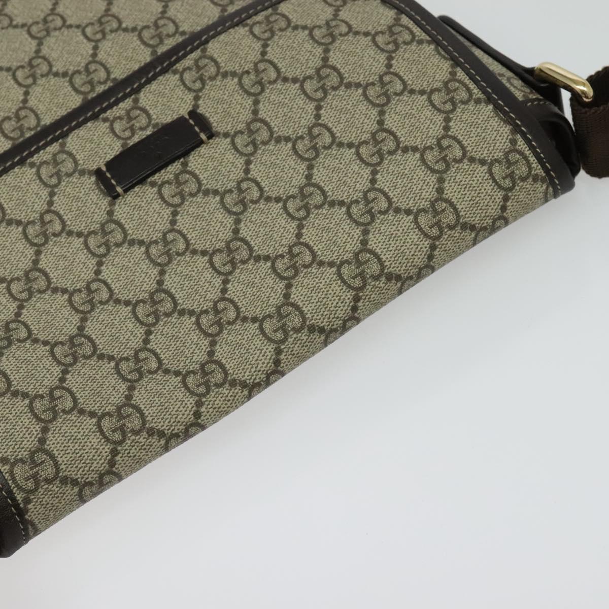 GUCCI GG Supreme Shoulder Bag PVC Beige Gold 223666 Auth bs25373
