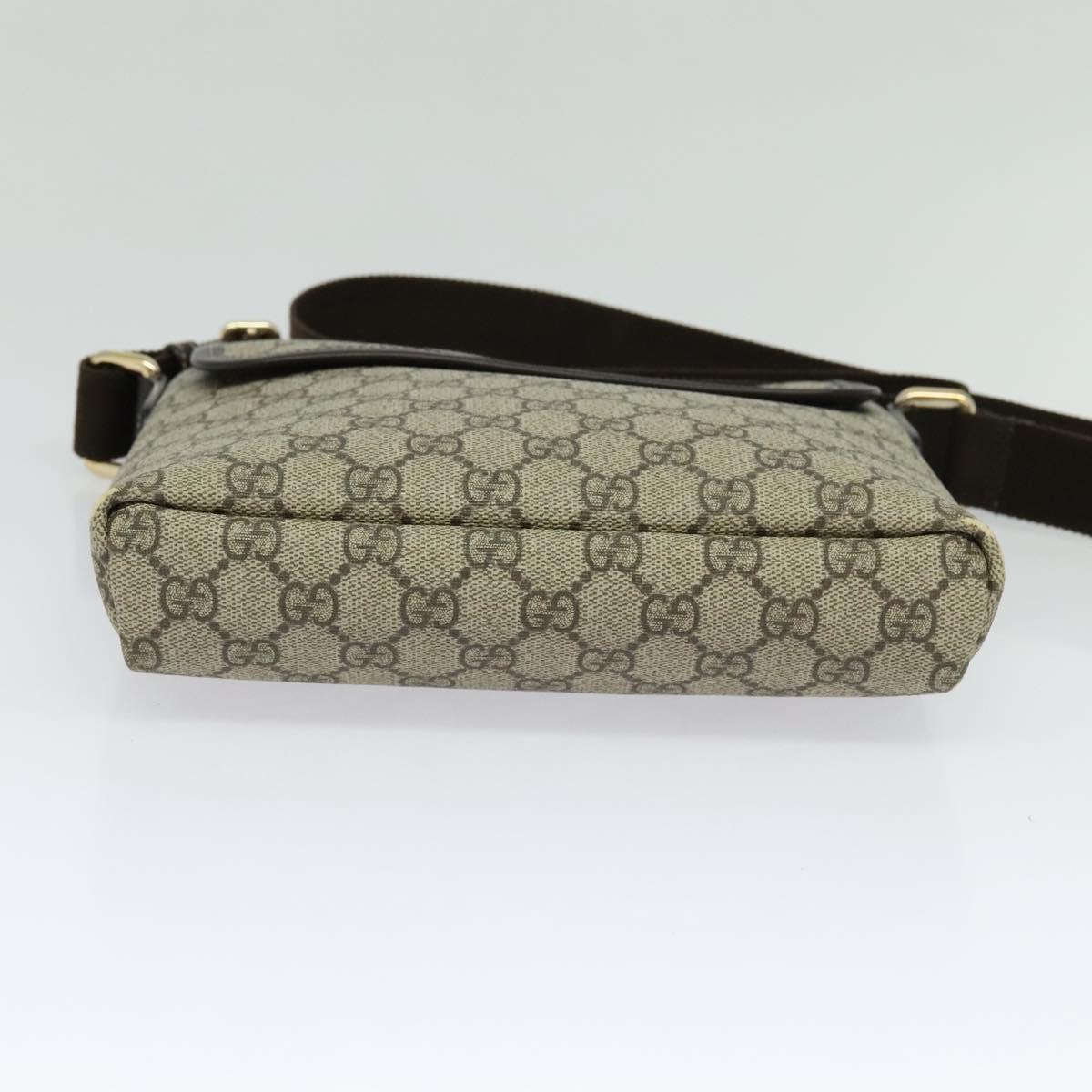GUCCI GG Supreme Shoulder Bag PVC Beige Gold 223666 Auth bs25373