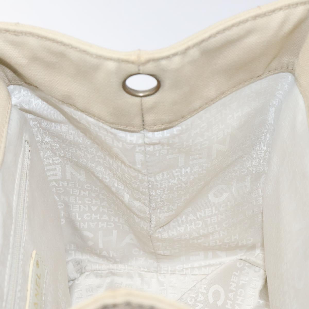 CHANEL Hand Bag Canvas Beige CC Auth bs25378