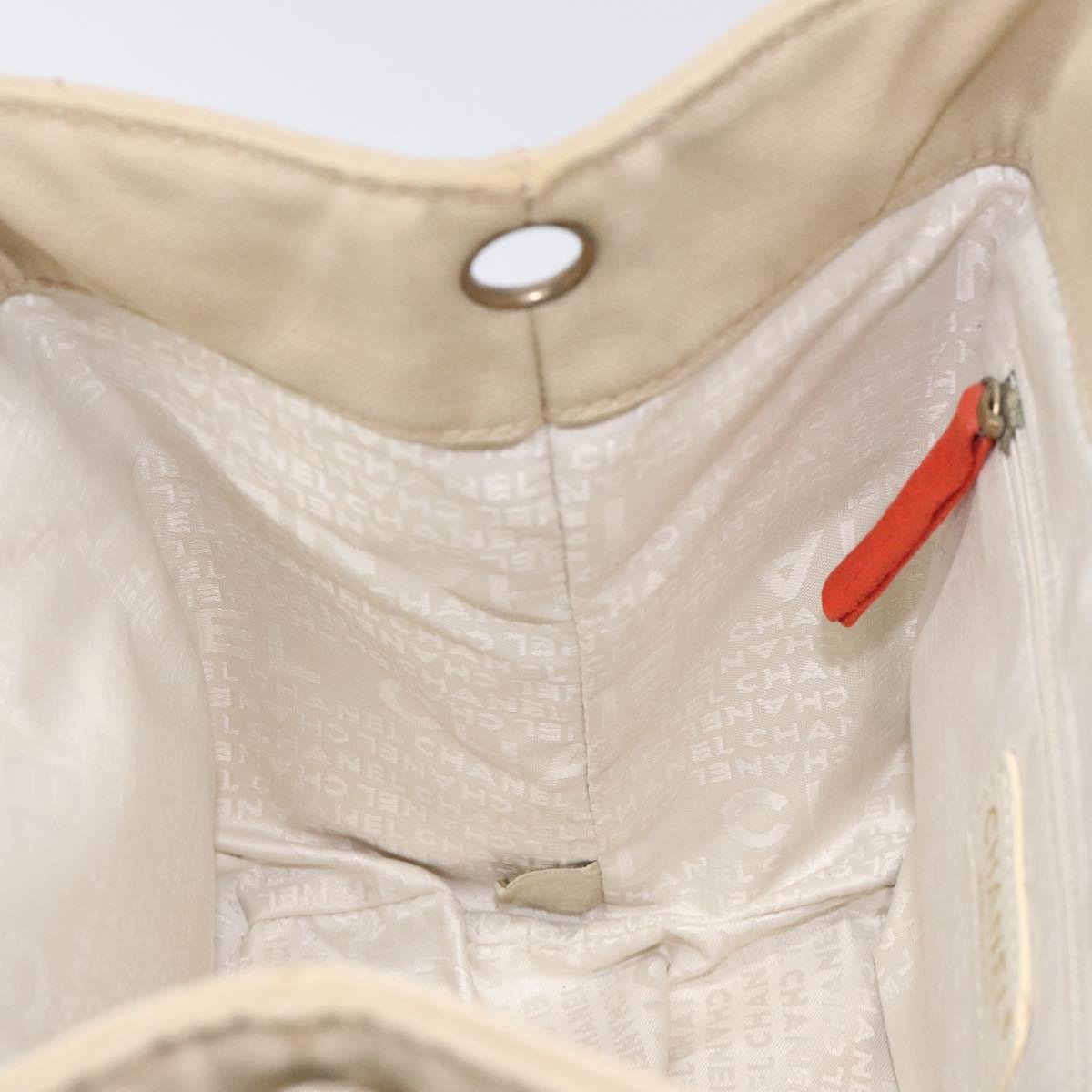 CHANEL Hand Bag Canvas Beige CC Auth bs25378