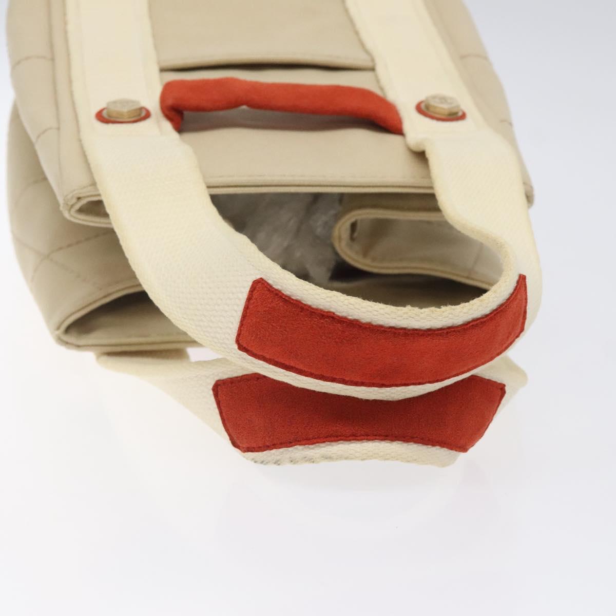 CHANEL Hand Bag Canvas Beige CC Auth bs25378