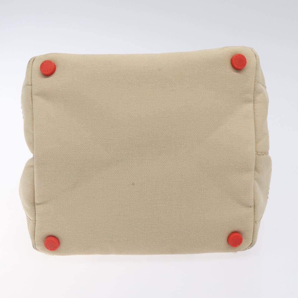 CHANEL Hand Bag Canvas Beige CC Auth bs25378