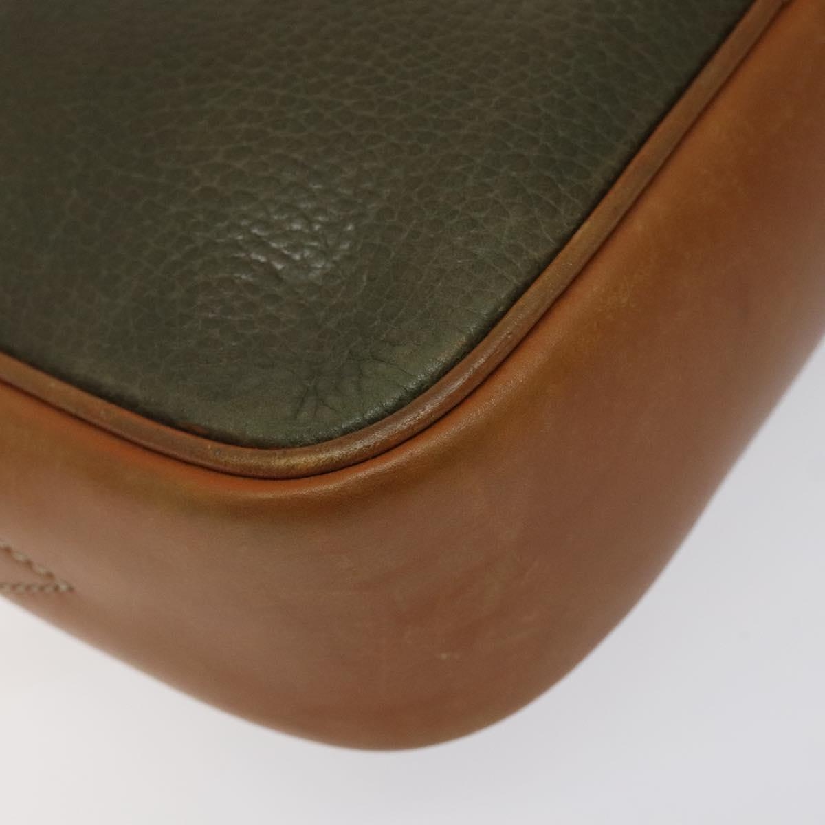 CELINE Shoulder Bag Leather Khaki Gold Auth bs25384