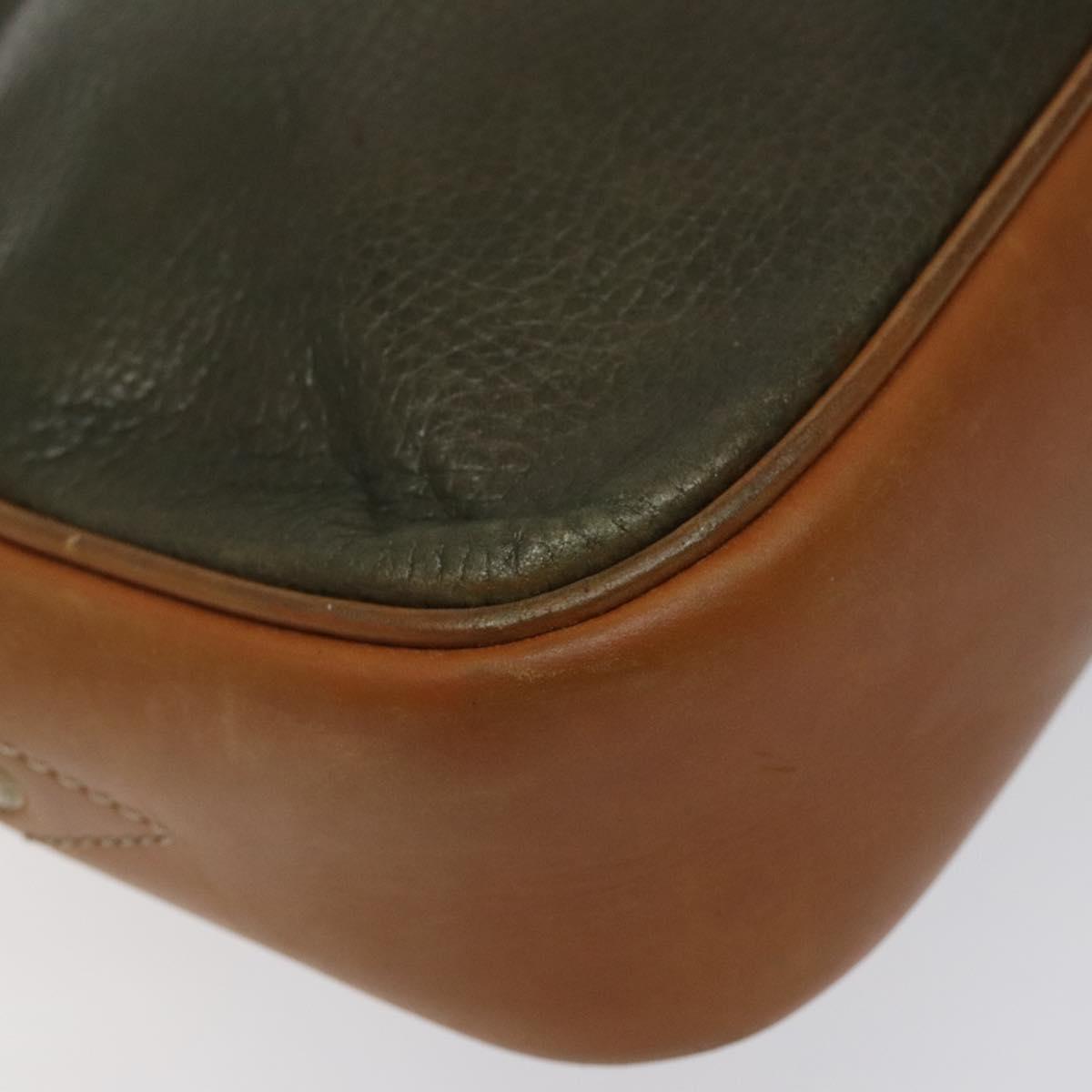 CELINE Shoulder Bag Leather Khaki Gold Auth bs25384