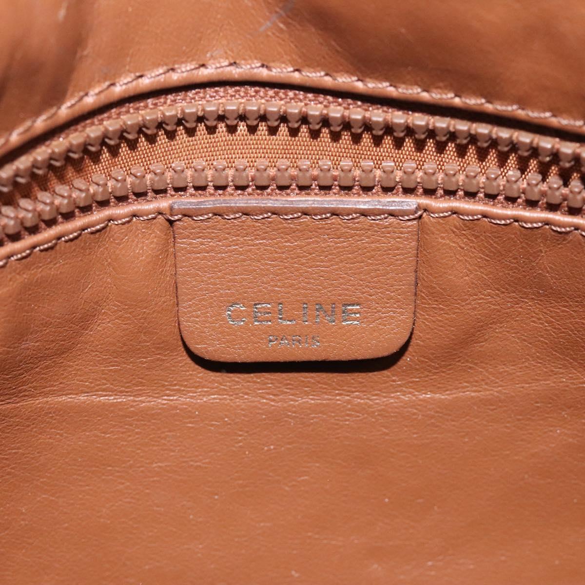 CELINE Shoulder Bag Leather Khaki Gold Auth bs25384