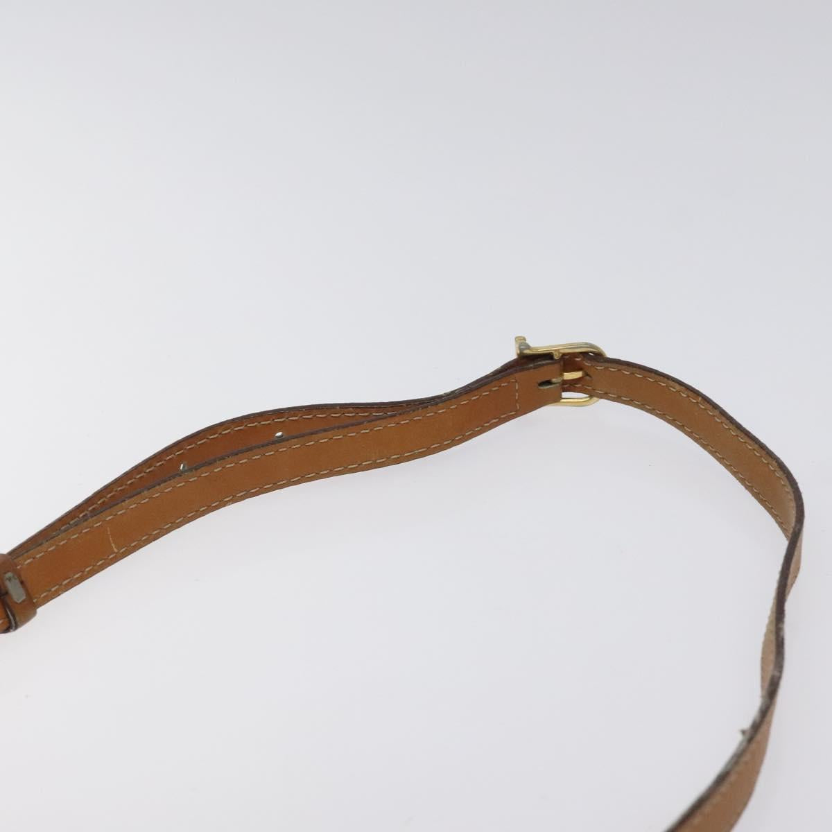 CELINE Shoulder Bag Leather Khaki Gold Auth bs25384
