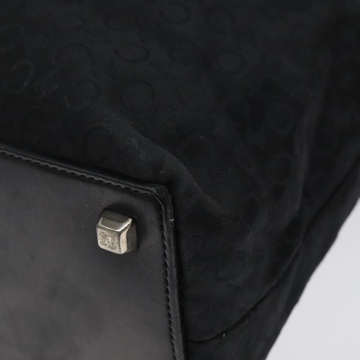 CELINE C Macadam Canvas Tote Bag Nylon Black Silver Auth bs25399