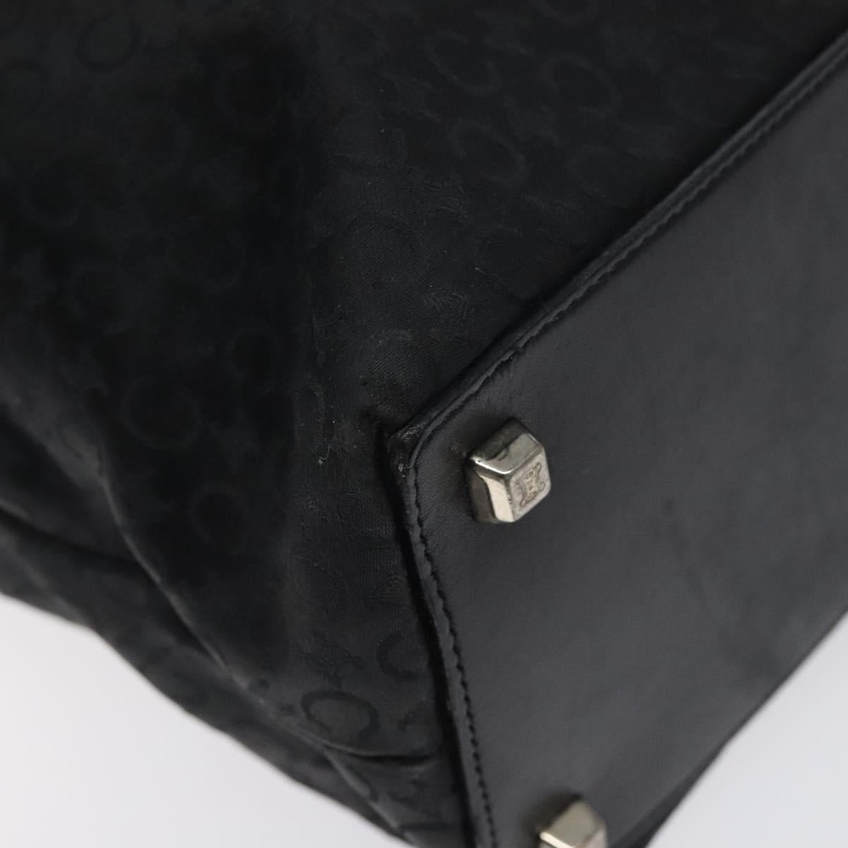 CELINE C Macadam Canvas Tote Bag Nylon Black Silver Auth bs25399