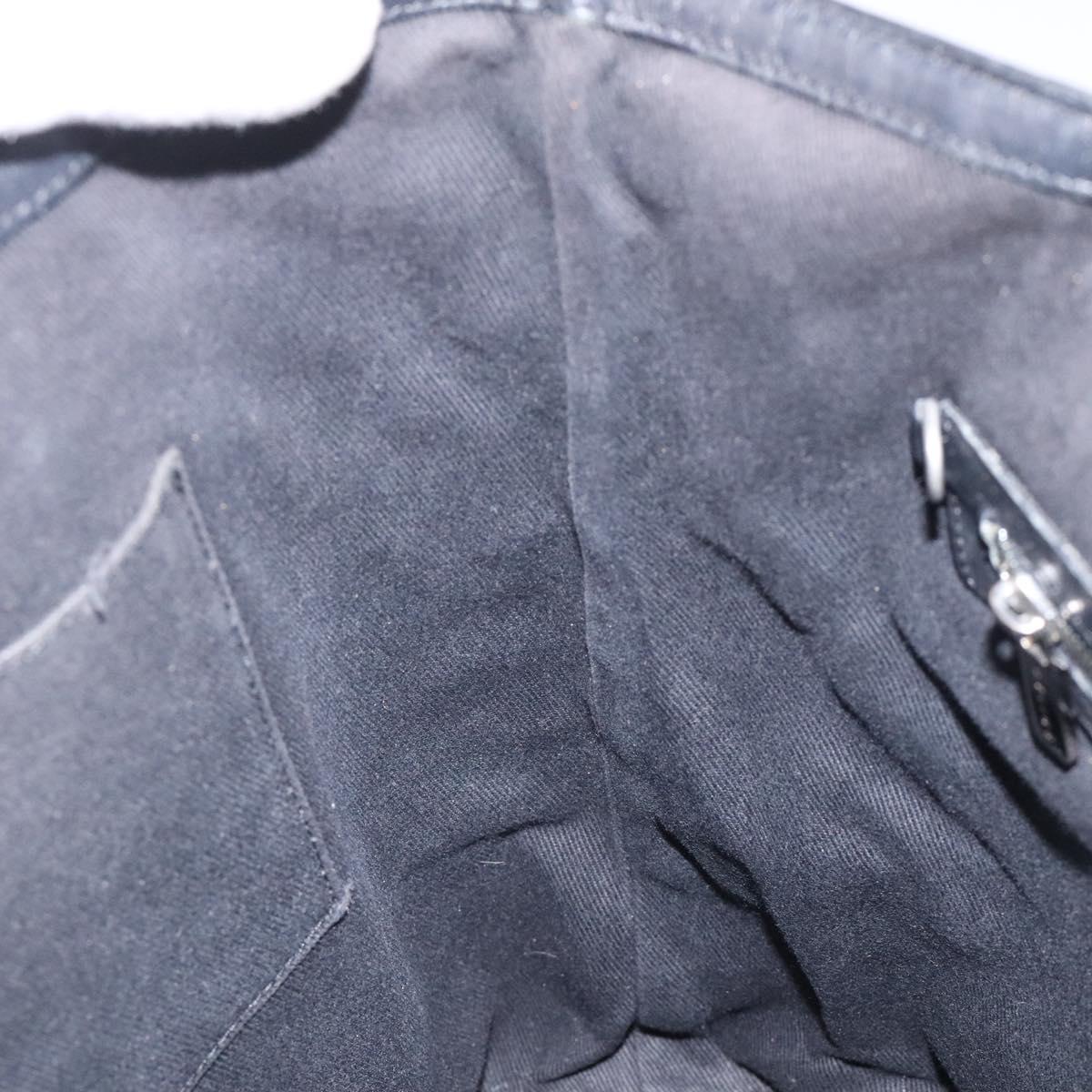 CELINE C Macadam Canvas Tote Bag Nylon Black Silver Auth bs25399