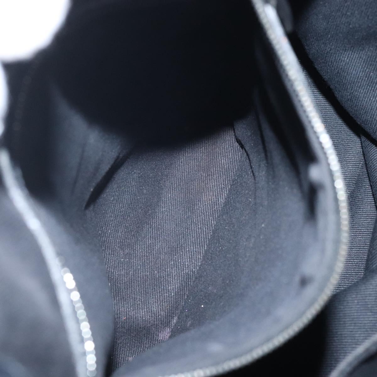 CELINE C Macadam Canvas Tote Bag Nylon Black Silver Auth bs25399