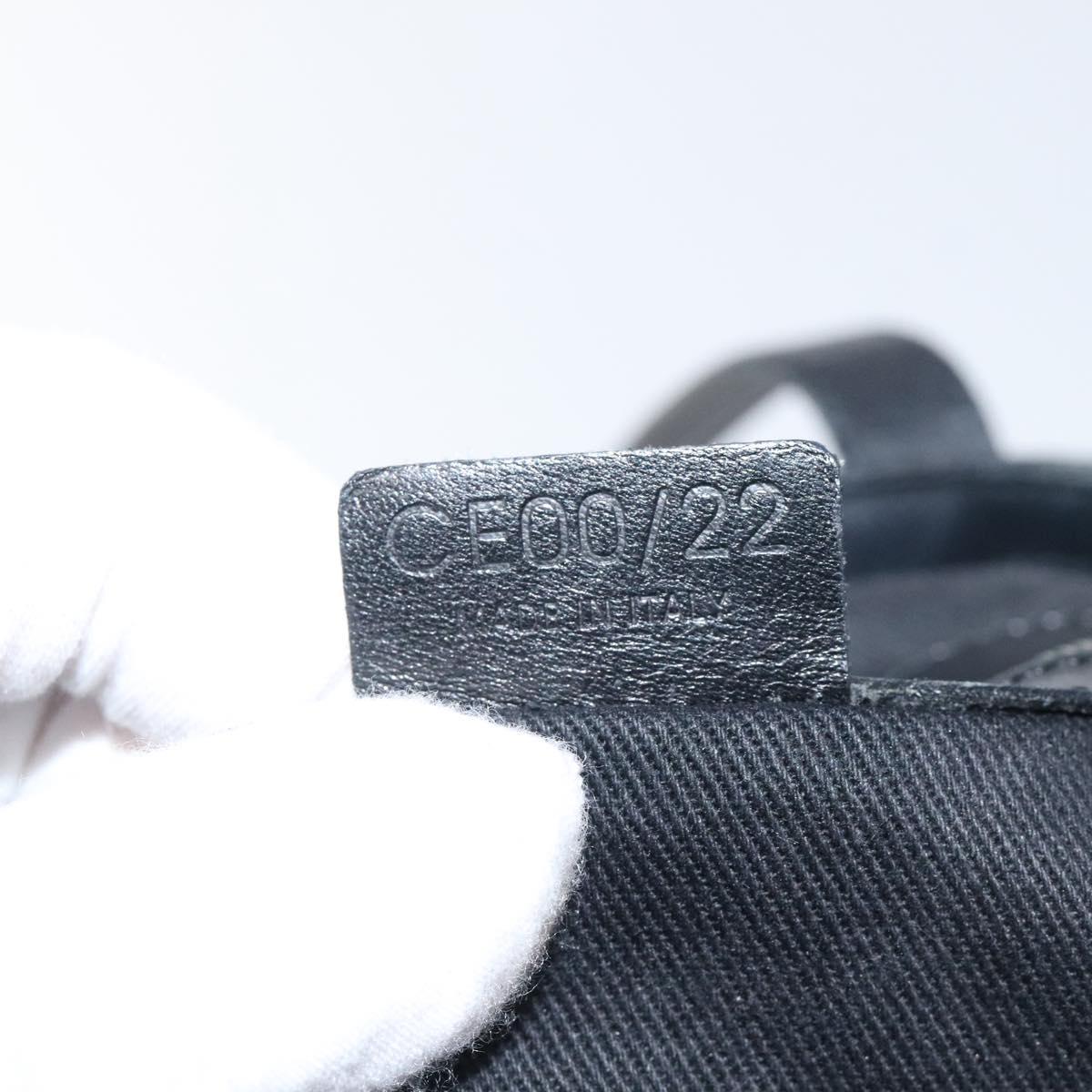 CELINE C Macadam Canvas Tote Bag Nylon Black Silver Auth bs25399